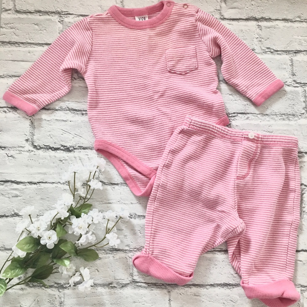 Pink striped newborn outfit
